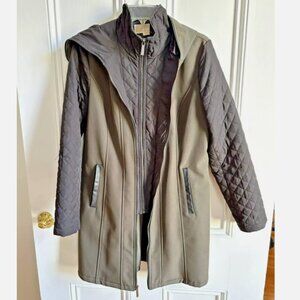 Michael Michael Kors MIXED MEDIA SOFT SHELL JACKET Olive Green And Black